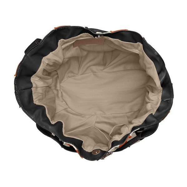 Karamelově hnědo-černá kožená kabelka Chicca Borse Jenn-image-2