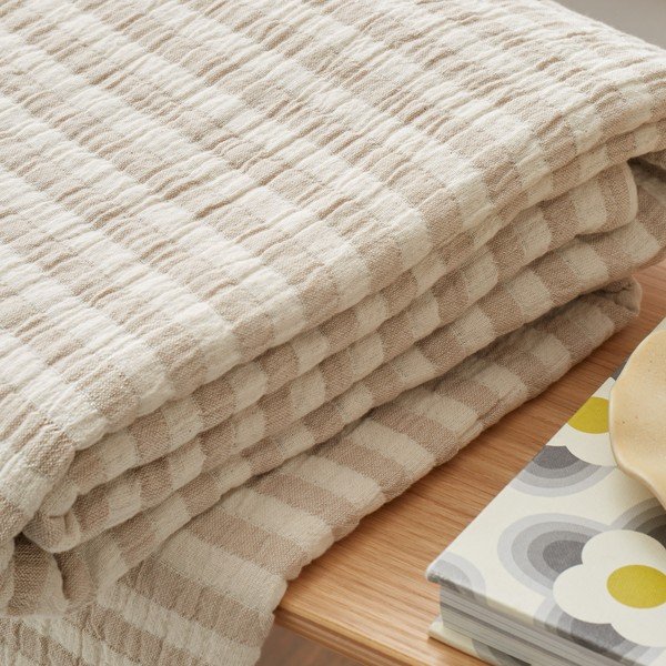Bavlněná deka v přírodní barvě 150x200 cm Cotton Muslin Stripe – Bianca-image-2