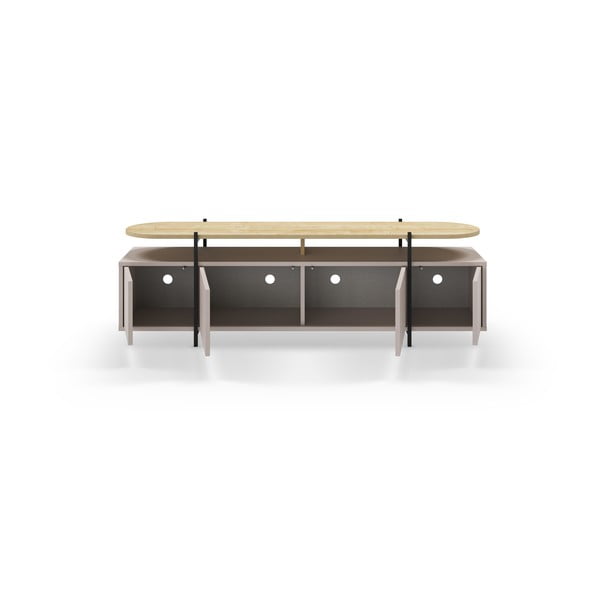 Šedo-béžový TV stolek v dekoru dubu 160x48 cm Hinoa – Marckeric-image-3