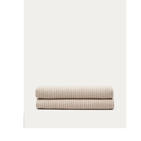 Béžový prošívaný přehoz z žakáru 240x260 cm Vindi – Kave Home-image-2