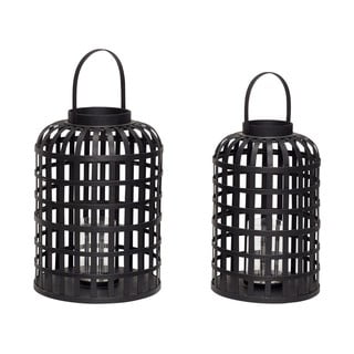 Sada 2 černých bambusových luceren Hübsch Bamboo Garo