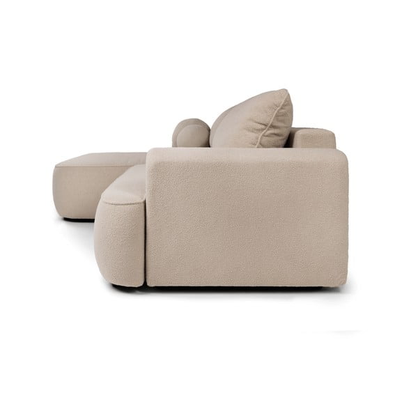 Béžová rozkládací rohová pohovka z textilie bouclé (levý roh) Quinoa – Bonami Selection-image-3