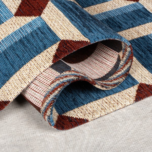Modrý běhoun 60x230 cm Lennox Geometric – Flair Rugs-image-2