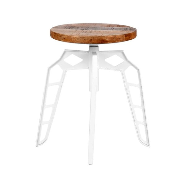 Bílá stolička se sedákem z mangového dřeva LABEL51 Pebble
