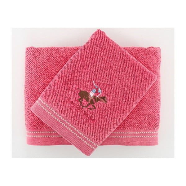 Sada 2 ručníků BHPC 50x100 + 80x150 cm, růžová