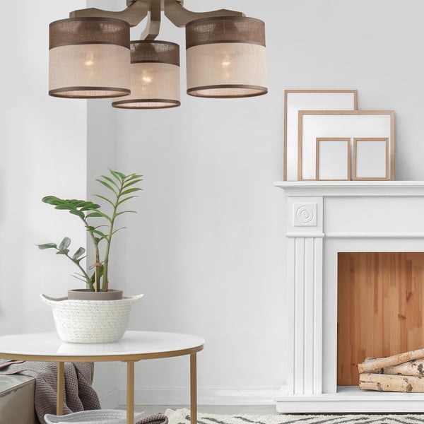 Tmavě hnědé stropní svítidlo s textilním stínidlem ø 16 cm Andrea – LAMKUR-image-2