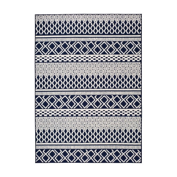 Modro-bílý venkovní koberec Universal Cannes ZigZag, 150 x 80 cm