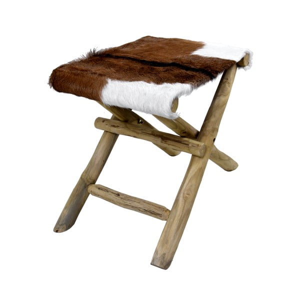 Hnědá stolička z teakového dřeva Goatskin – Ego Dekor-image-1