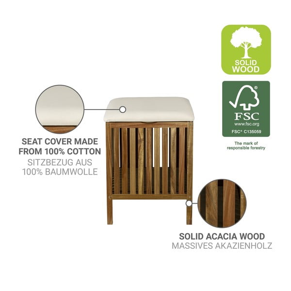 Dřevěný koš na prádlo v tmavě přírodní barvě 38 l Fondi – Wenko-image-2