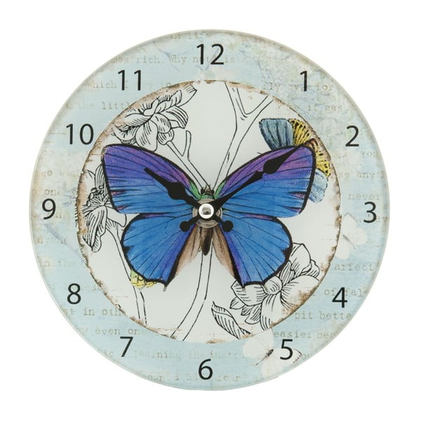 Nástěnné hodiny Blue Butterfly, 17 cm