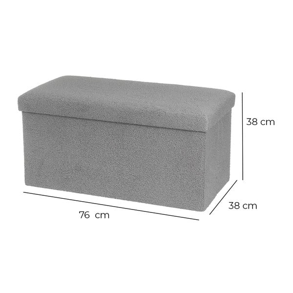 Šedý taburet z textilie bouclé Folding – Casa Selección-image-3