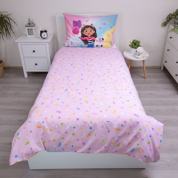 Růžové bavlněné dětské povlečení na jednolůžko 140x200 cm Gabby's Dollhouse "Rainbow" – Jerry Fabrics-image-3