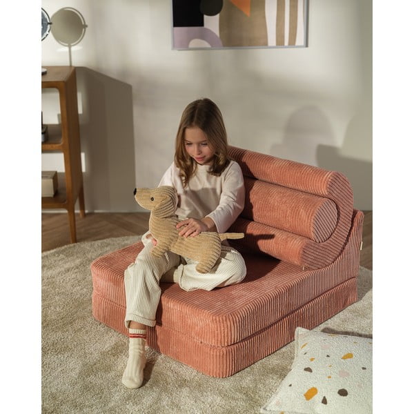 Růžové manšestrové dětské křesílko Flipster – Wigiwama-image-3