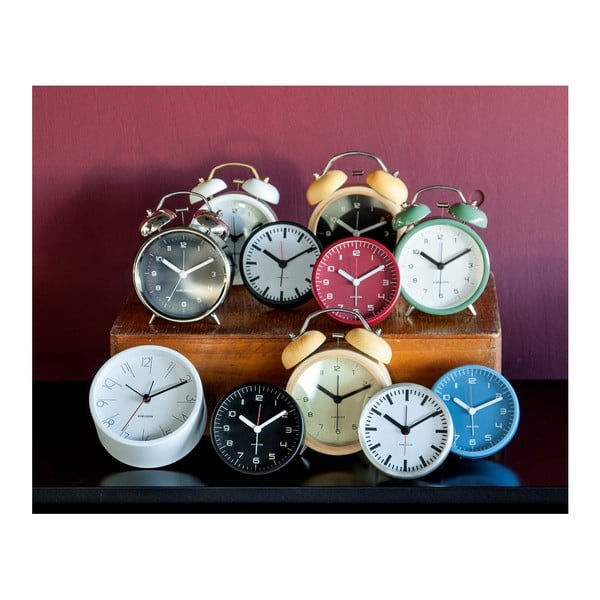 Černý budík v dřevěném dekoru Karlsson Classic Bell, ⌀ 10 cm-image-2