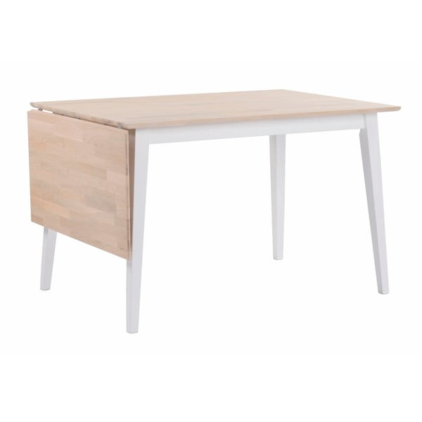 Matně lakovaný sklápěcí dubový jídelní stůl s bílými nohami Folke Mimi, délka 120-165 cm