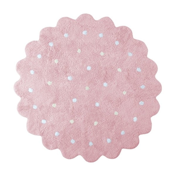 Růžový bavlněný ručně vyráběný koberec Lorena Canals Biscuit, průměr 140 cm