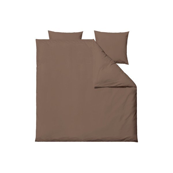 Hnědé prodloužené povlečení na dvoulůžko z bavlněného perkálu 200x220 cm Crisp – Södahl-image-4