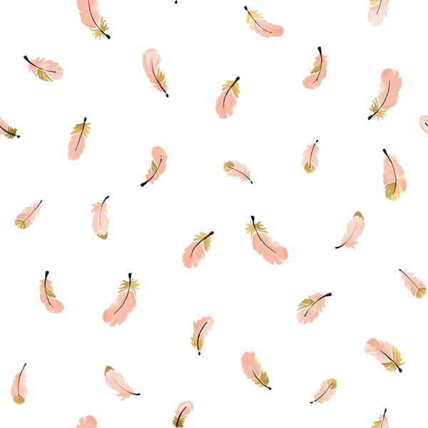 Dětská tapeta 10 m x 50 cm Gold Feathers – Lilipinso