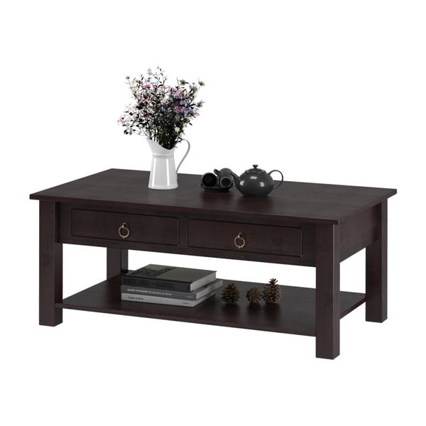 Tmavě hnědý konferenční stolek z borovicového dřeva Støraa Inda-image-1