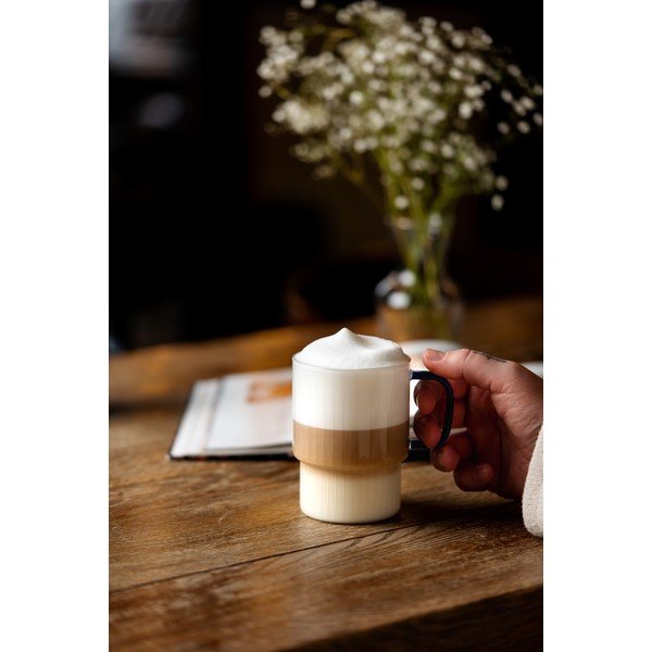 Modré skleněné hrnky v sadě 2 ks na cappuccino 350 ml Livio – Vialli Design-image-3