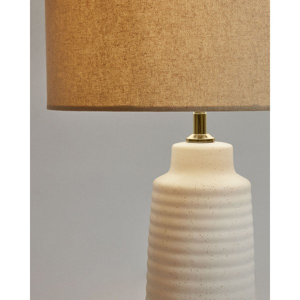 Bílá stolní lampa s textilním stínidlem (výška 58 cm) Mijal – Kave Home-image-3