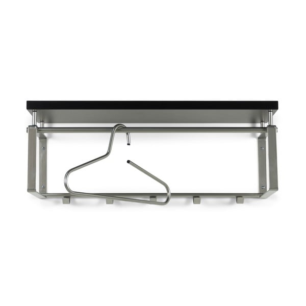 Černý/ve stříbrné barvě kovový nástěnný věšák s poličkou 70 cm Rex – Spinder Design-image-2