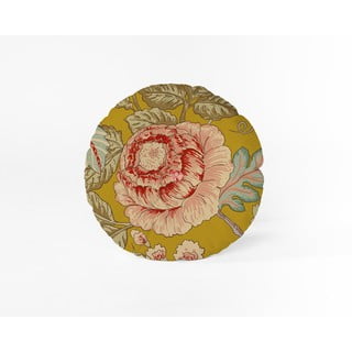 Žlutý polštář Velvet Atelier Japanese Flowers, ø 40 cm