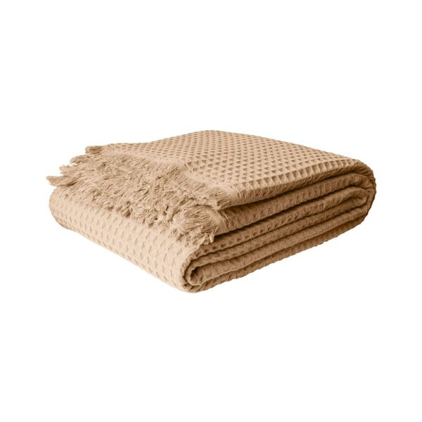 Béžový bavlněný přehoz 140x200 cm Waffle – Mijolnir