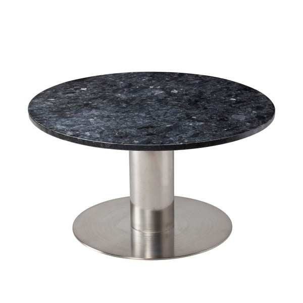 Černý žulový konferenční stolek s podnožím ve stříbrné barvě RGE Pepo, ⌀ 85 cm