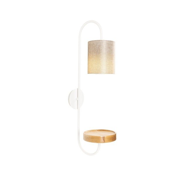 Bílé kovové nástěnné svítidlo s krémovým stínidlem Opviq lights Marylena-image-2