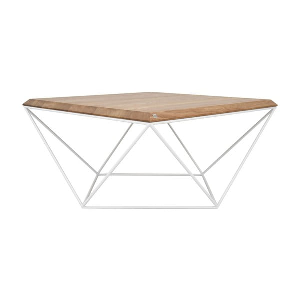 Bílý konferenční stolek s deskou z dubového dřeva take me HOME Tulip, 80 x 80 cm
