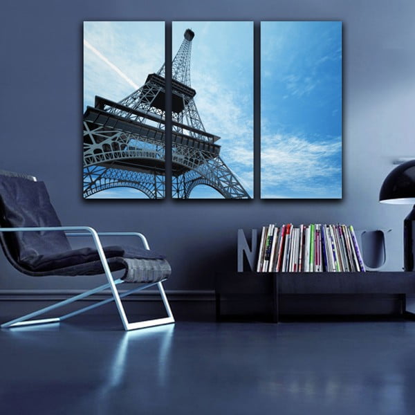 Vídedílný obraz Wall Framework Blue Eiffel Tower, 50 x 69 cm-image-1