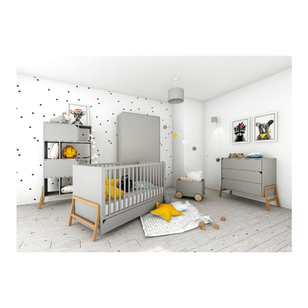 Šedá dětská postýlka se zásuvkou BELLAMY Lotta, 70 x 140 cm-image-2