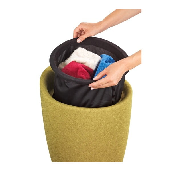 Zelený koš na prádlo a taburetka v jednom Wenko Linen Look, 20 l-image-3