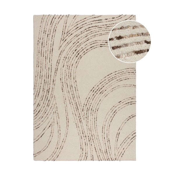 Hnědý/krémový vlněný koberec 120x170 cm Abstract Swirl – Flair Rugs