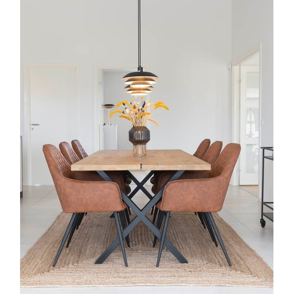 Hnědá čalouněná jídelní křesla v sadě 2 ks s područkami Harbo – House Nordic-image-1