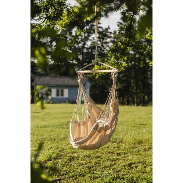 Krémové polstrované závěsné zahradní křeslo Tobago – Garden Pleasure-image-1