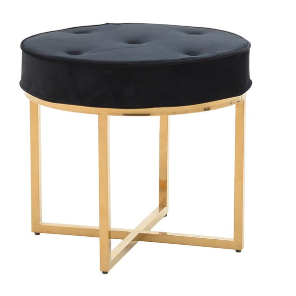 Černá stolčka s kovovými nohami ve zlaté barvě InArt