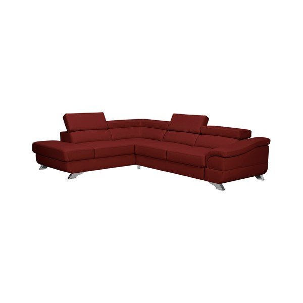 Červená rozkládací rohová pohovka koženkového vzhledu Windsor & Co Sofas Gamma, levý roh-image-1