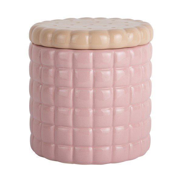 Světle růžový dekorativní keramický úložný box ø 14x15 cm Biscuit Box – PT LIVING