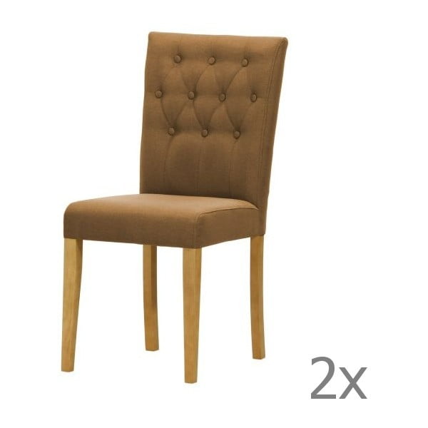 Sada 2 židlí Monako Etna Brown, přírodní nohy