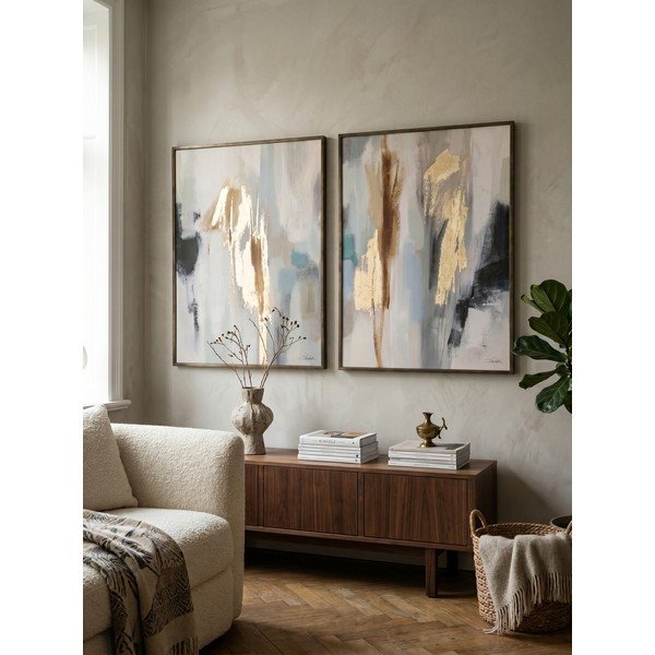 Tištěné/s ručně malovanými prvky obrazy v sadě 2 ks s rámem/na plátně 60x80 cm Gallery – Bizzotto-image-1