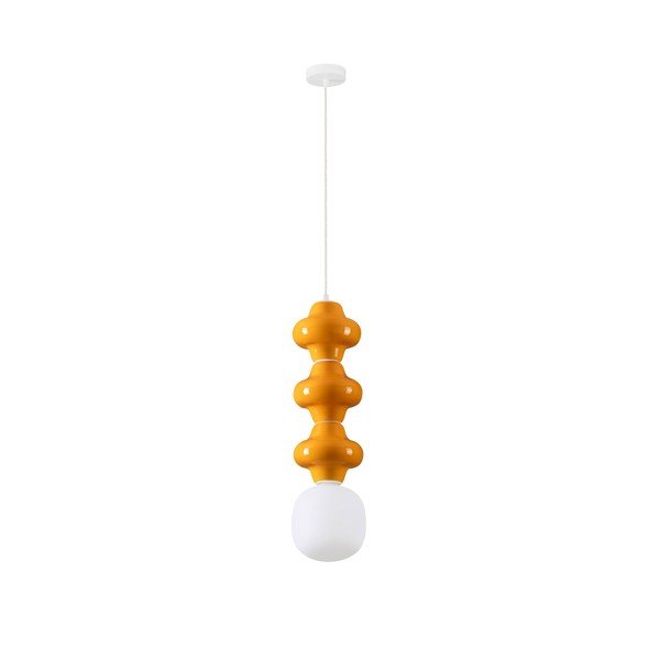 Bílé/oranžové keramické závěsné svítidlo se skleněným stínidlem ø 18 cm Clio – Nova Luce