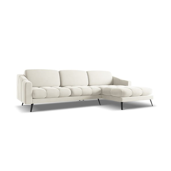 Krémová sametová rohová pohovka (pravý roh) Nalu – Makamii-image-4