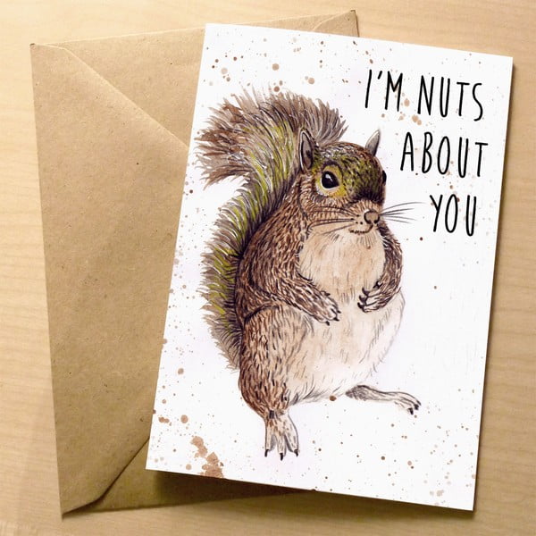 Přáníčko Wraptious Splatter Squirrel Nuts