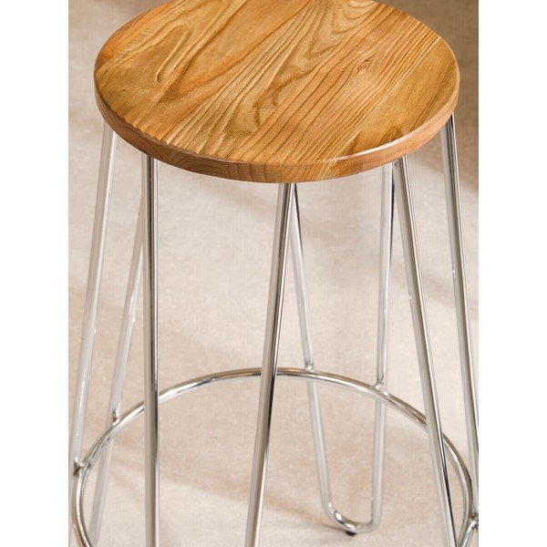 Barová stolička z jilmového dřeva ve stříbrné barvě/v přírodní barvě (výška sedáku 75 cm) District – Premier Housewares-image-3