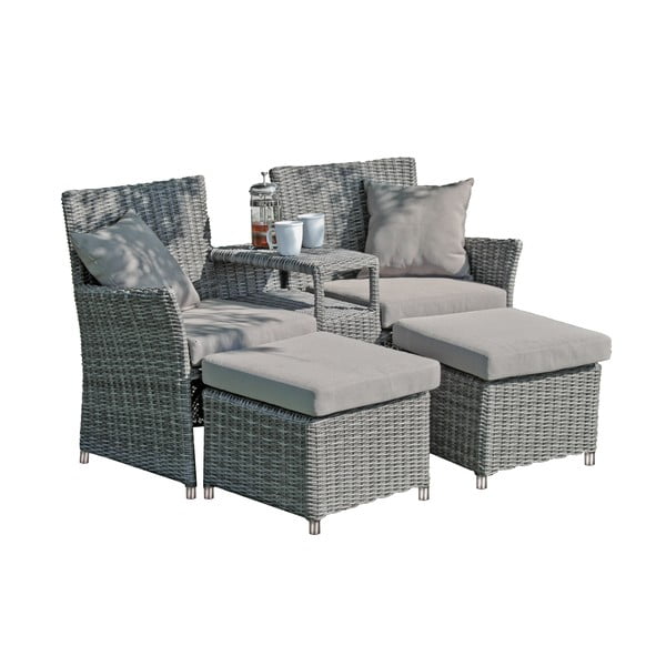 Šedý zahradní lounge set z umělého ratanu pro 2 Calgary – Garden Pleasure