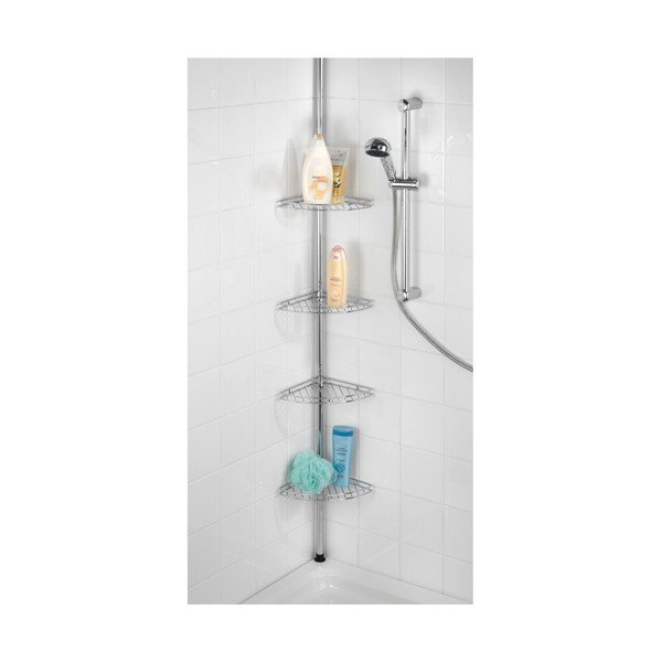 Teleskopická rohová police do sprchy Wenko Prea Shiny, 28 x 20 cm-image-3