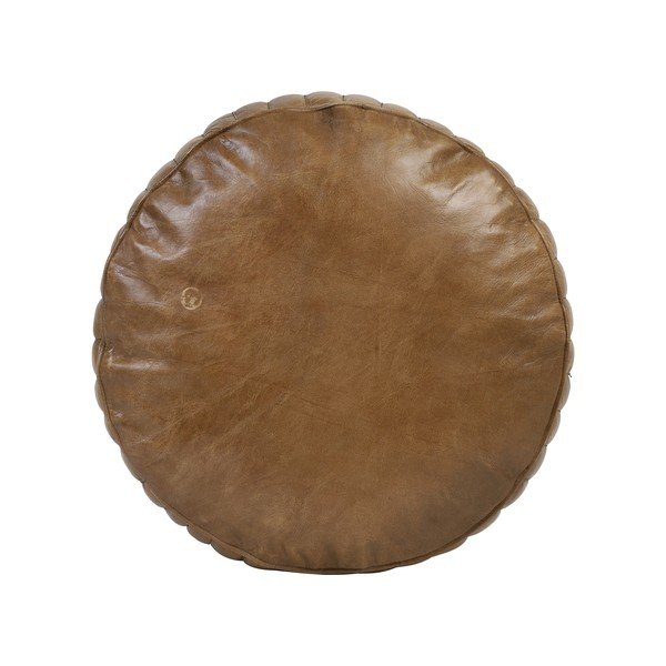 Hnědý kožený puf ø 42 cm Luko - Light & Living-image-1