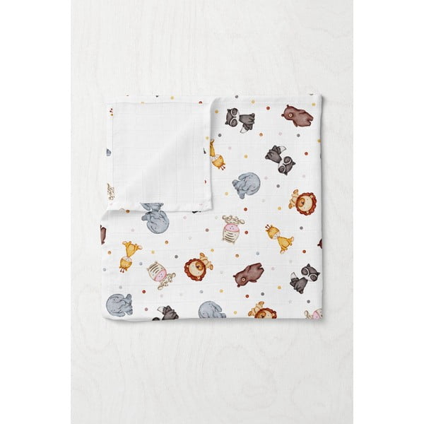 Bílá mušelínová dětská deka 75x100 cm Zoo – Mijolnir-image-1